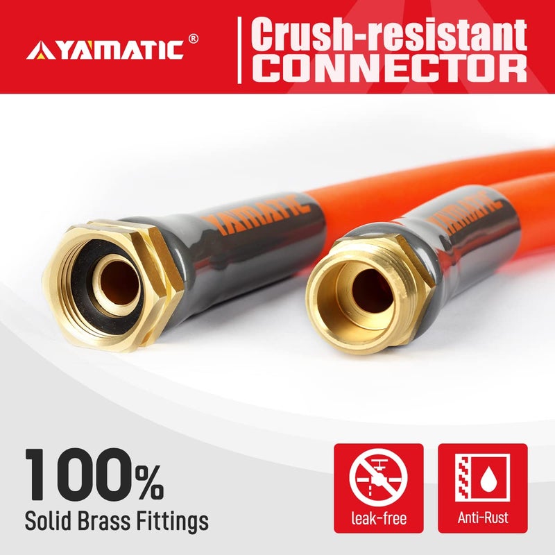 YAMATIC Heavy Duty Short Garden Hose 5/8 in x 3 ft with Swivel Fitting  Super Flexible Leader hose All-weather  Lightweight  Burst 600 PSI - Image 5